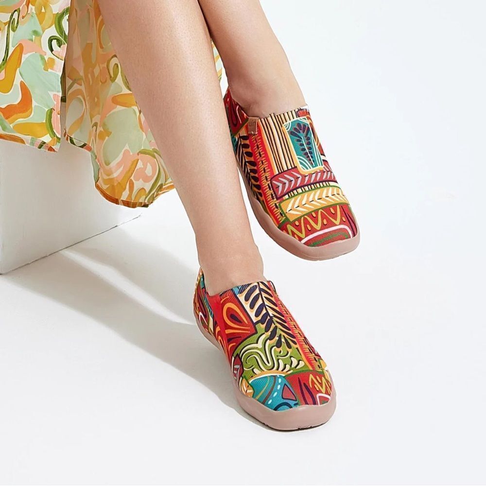 UIN Women's Walking Travel Shoes Slip On Casual Loafers (Threads of Peru)